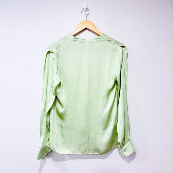 MANGO Mandarin-collar satin light green blouse - Picture 9 of 9